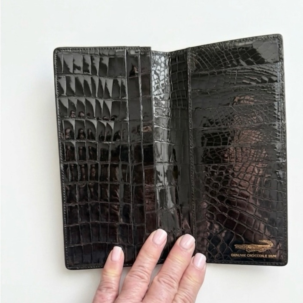 Long Wallet Black Genuine Crocodile